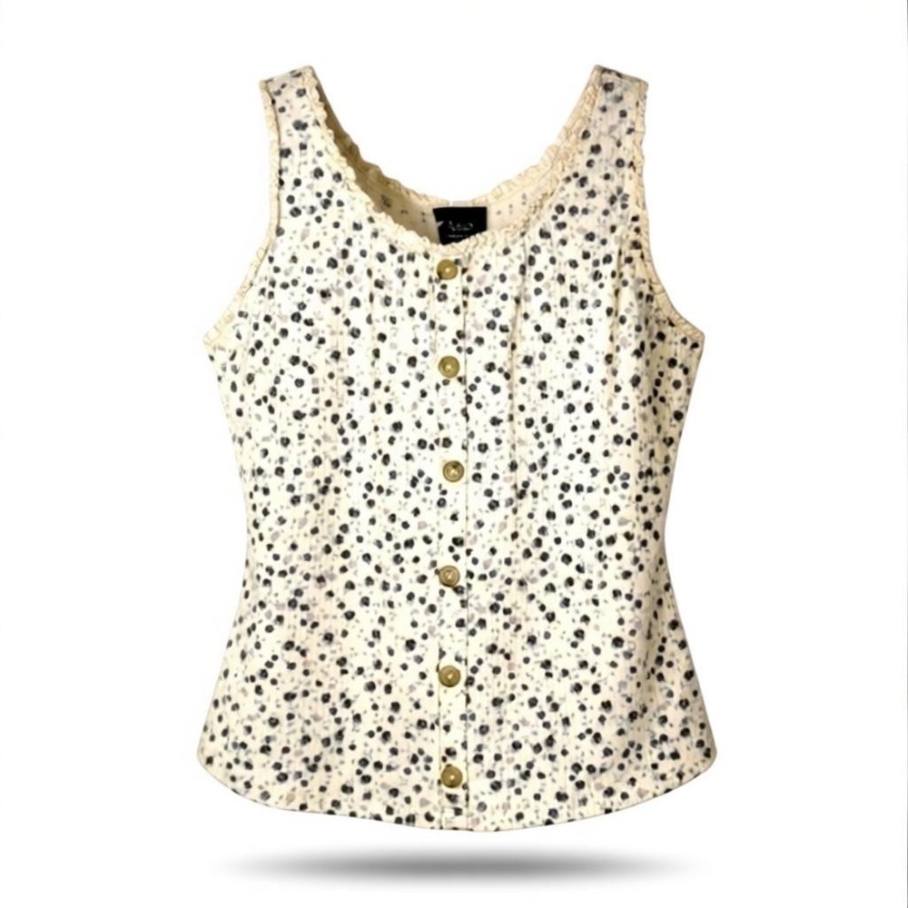 ART CLASS CROP | Floral Crop Rippled Texture Button Tank | Size S